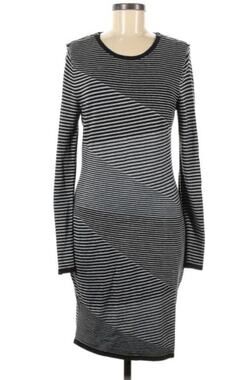 Michael Kors Ponte Knit Heather Pearl Gray Stripe Knit Dress Stretch Fitted sz S